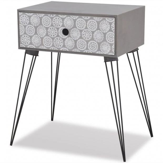 Nightstand With 1 Drawer Rectangular Grey Image 2