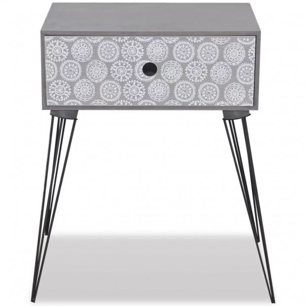 Nightstand With 1 Drawer Rectangular Grey Image 4