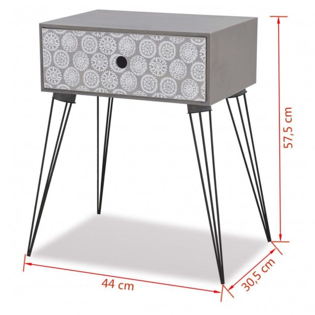 Nightstand With 1 Drawer Rectangular Grey Image 6