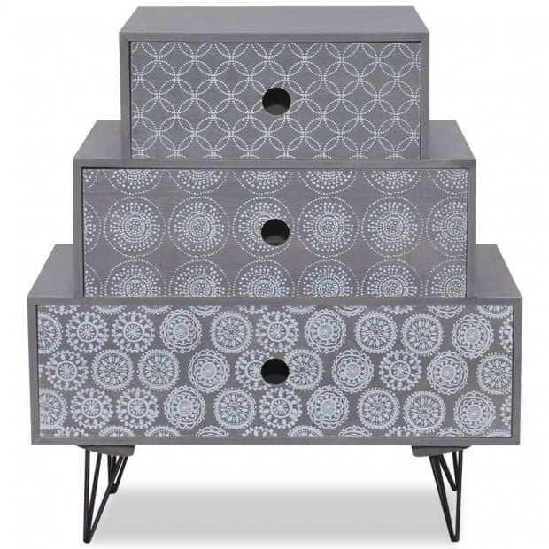 Nightstand With 3 Drawers Grey Image 3