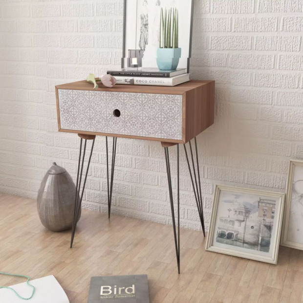 Nightstand With 1 Drawer Rectangular Brown Image 3