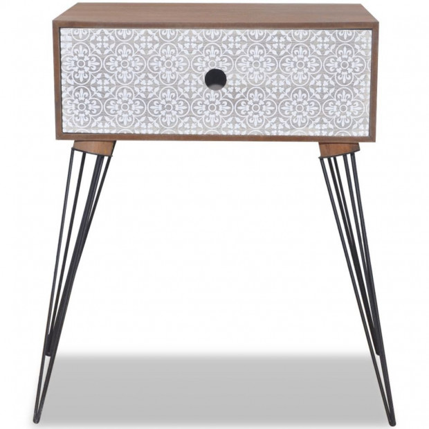 Nightstand With 1 Drawer Rectangular Brown Image 4