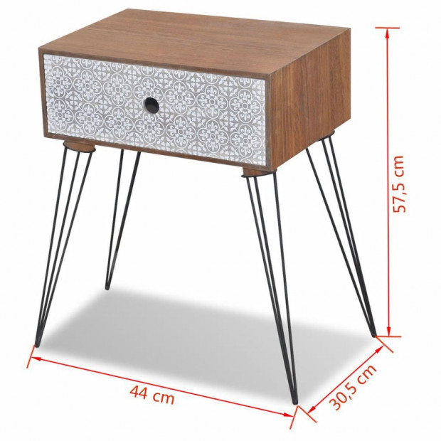 Nightstand With 1 Drawer Rectangular Brown Image 6