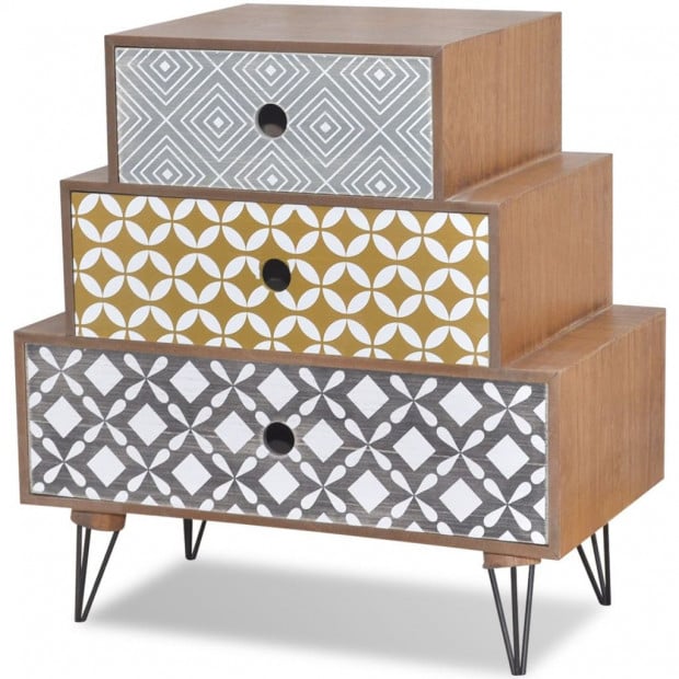 Nightstand With 3 Drawers Brown Image 2