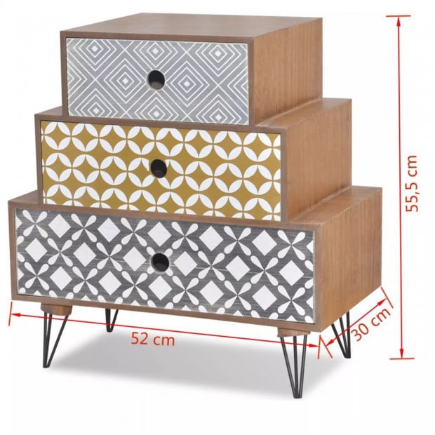 Nightstand With 3 Drawers Brown Image 5