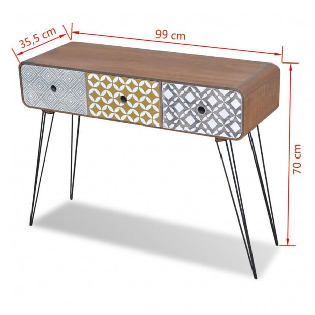 Console Table With 3 Drawers Brown Image 5