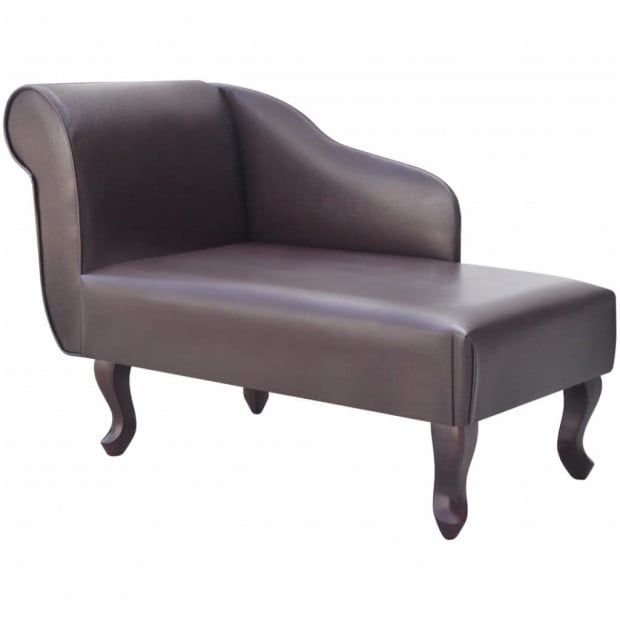 Chaise Longue Brown Faux Leather