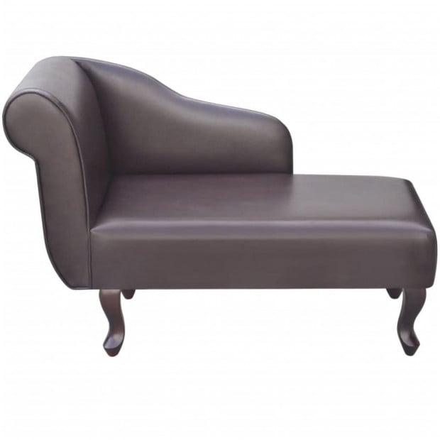 Chaise Longue Brown Faux Leather Image 4