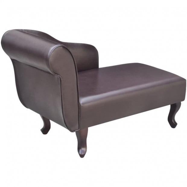 Chaise Longue Brown Faux Leather Image 5