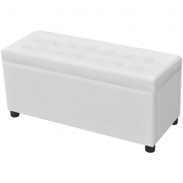 Storage Ottoman Artificial Leather White Image 3