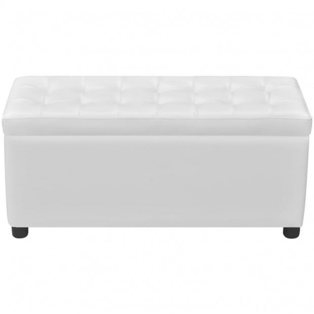 Storage Ottoman Artificial Leather White Image 4