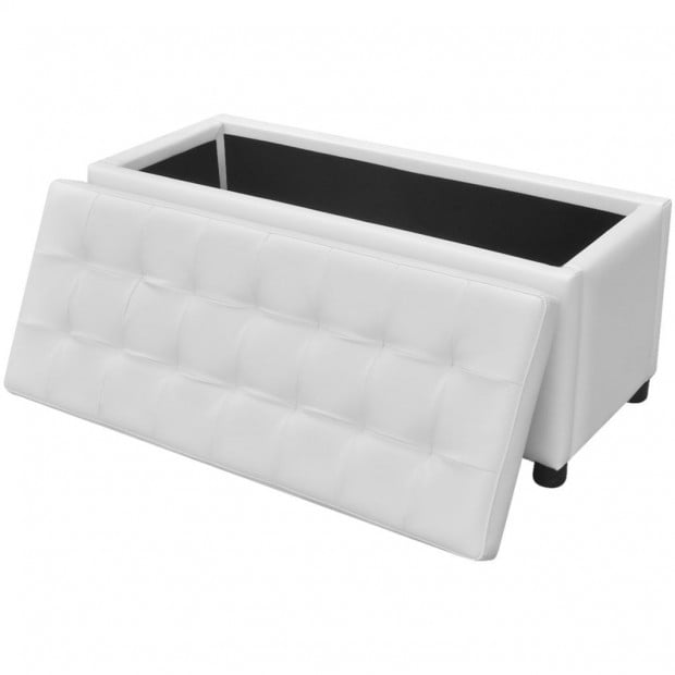 Storage Ottoman Artificial Leather White Image 6