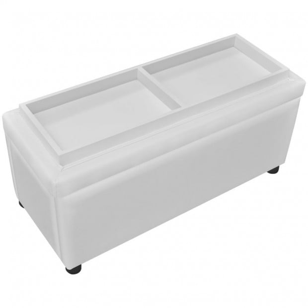 Storage Ottoman Artificial Leather White Image 7