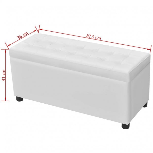 Storage Ottoman Artificial Leather White Image 8