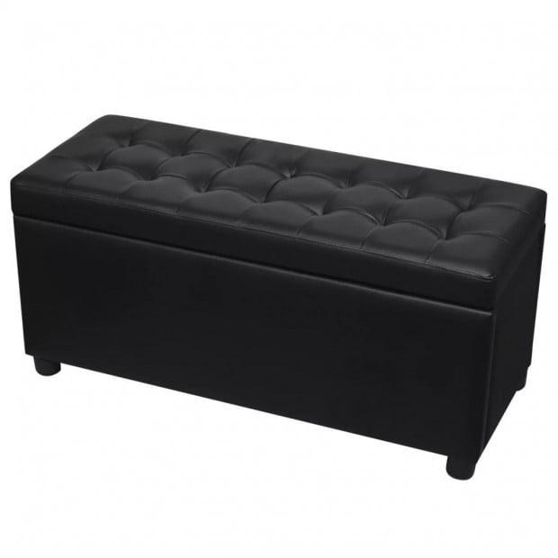 Storage Ottoman Artificial Leather Black Image 3