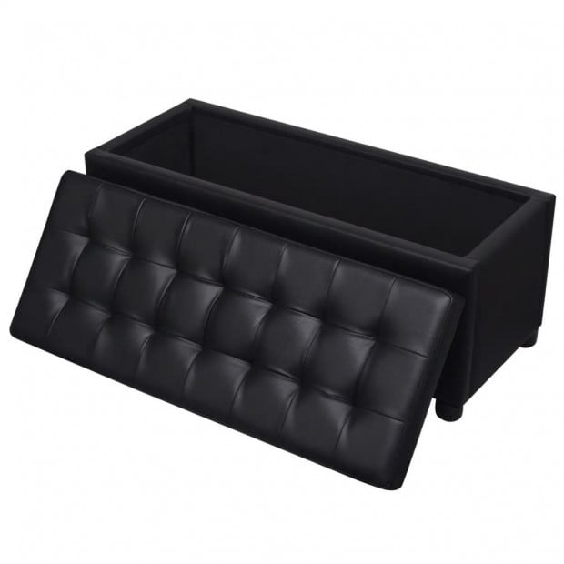 Storage Ottoman Artificial Leather Black Image 6