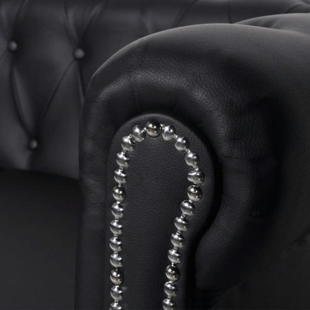 Chesterfield 3-seater Artificial Leather Black Image 2