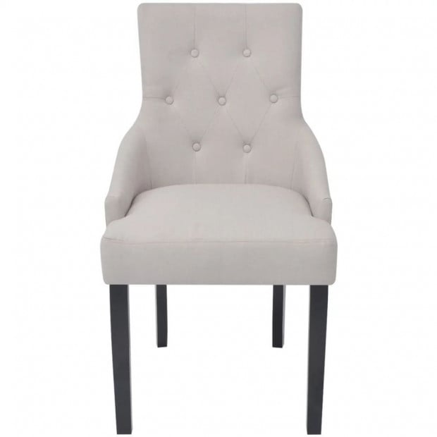 Dining Chairs 2 Pcs Polyester Cream Image 4