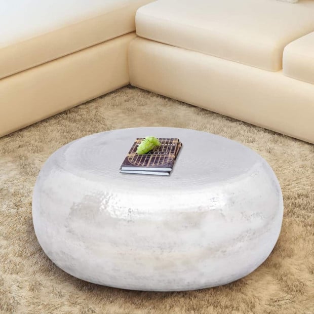 Hammered Coffee Table Aluminium Silver Image 2