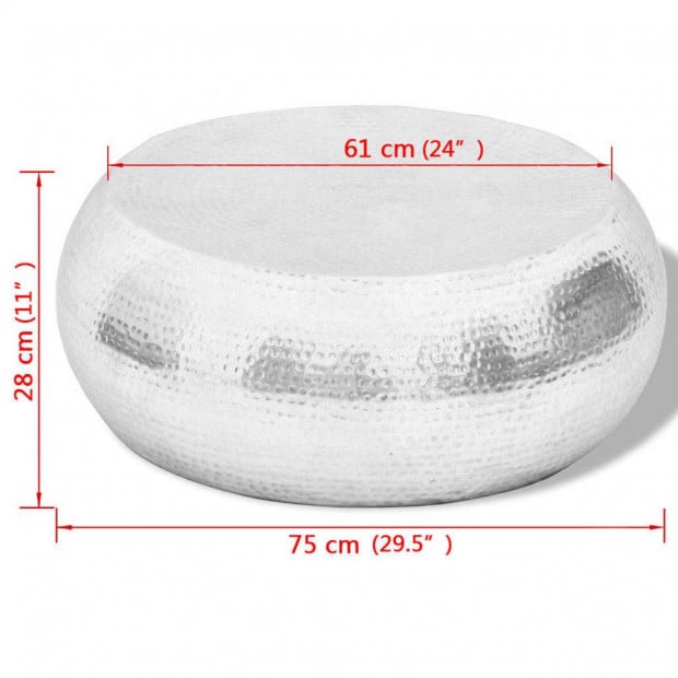 Hammered Coffee Table Aluminium Silver Image 4