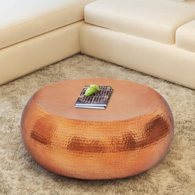 Hammered Aluminium Coffee Table Brass/copper Colour Image 2