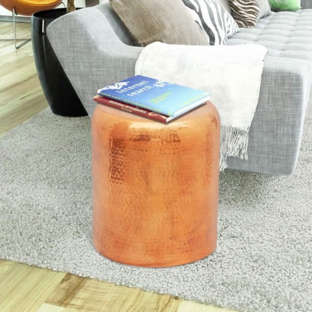 Hammered Aluminium Stool/side Table Brass/copper Colour Image 2