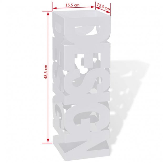 Umbrella Stand Storage Holder Walking Stick 48.5cm Square White Image 5