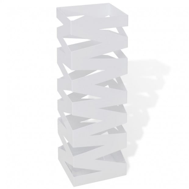 White Square Umbrella Stand Storage Holder Walking Stick Steel 48.5 Cm