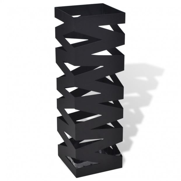 Black Square Umbrella Stand Storage Holder Walking Stick Steel 48.5 Cm