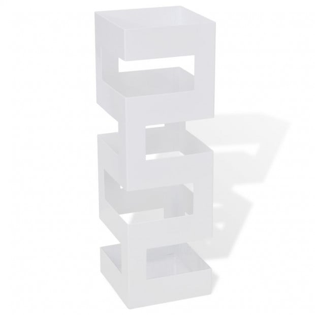 White Square Umbrella Stand Storage Holder Walking Stick Steel 48.5 Cm