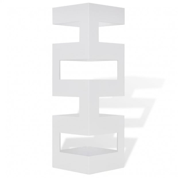 White Square Umbrella Stand Storage Holder Walking Stick Steel 48.5 Cm Image 2
