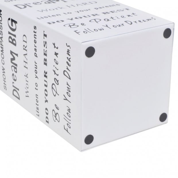 White Square Umbrella Stand Storage Holder Walking Stick Steel 48.5 Cm with Words Design Image 3