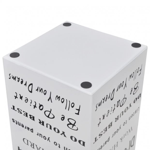 White Square Umbrella Stand Storage Holder Walking Stick Steel 48.5 Cm with Words Design Image 4