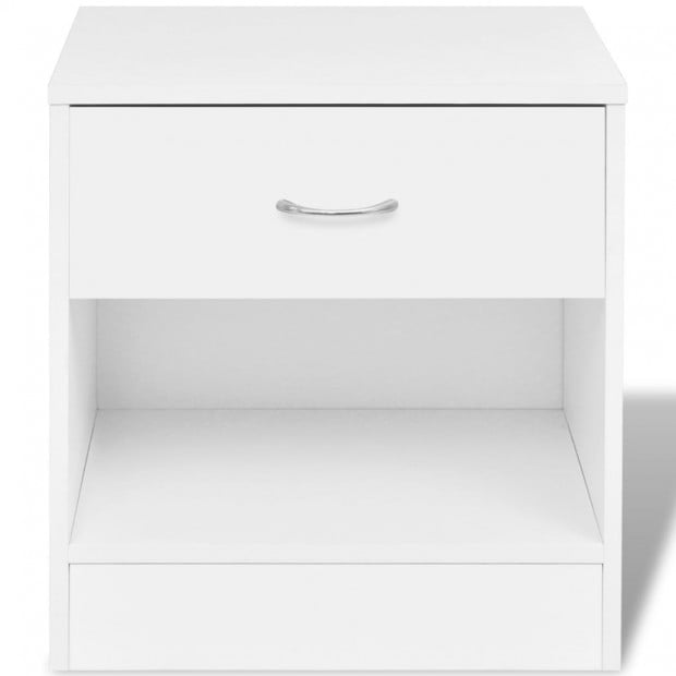 Nightstand 2 Pcs With Drawer White Image 3