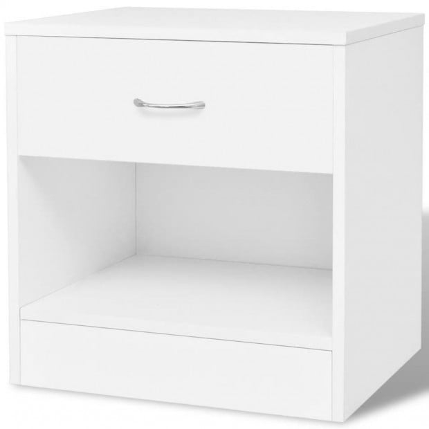 Nightstand 2 Pcs With Drawer White Image 4