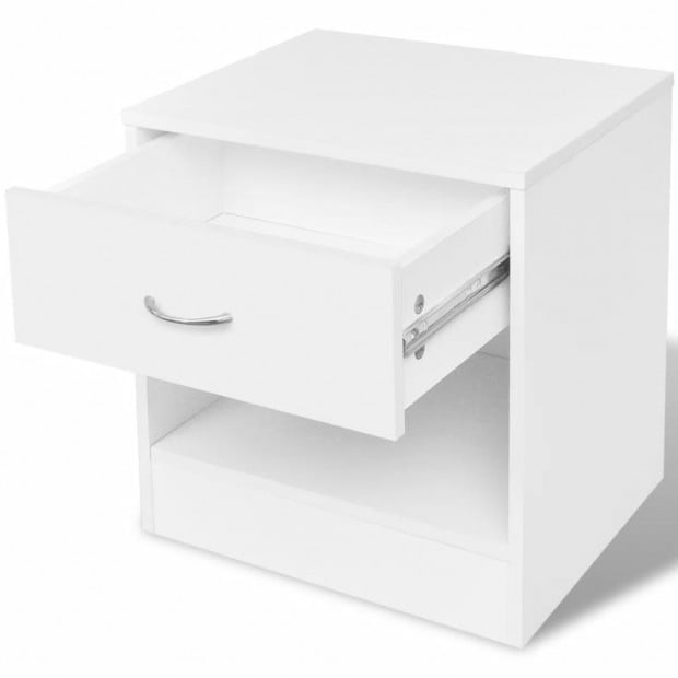 Nightstand 2 Pcs With Drawer White Image 5