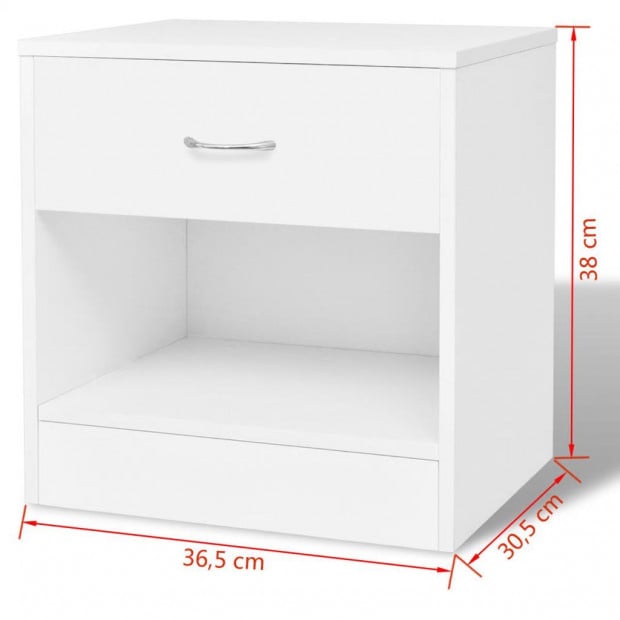 Nightstand 2 Pcs With Drawer White Image 7