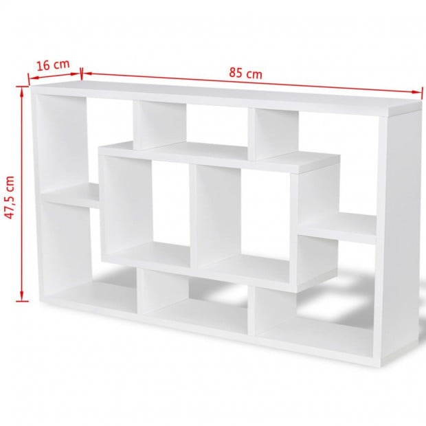 Floating Wall Display Shelf 8 Compartments White Image 6
