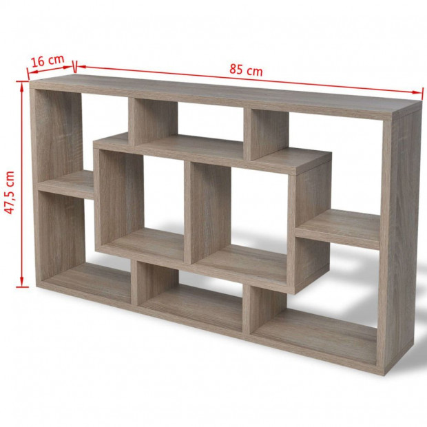 Floating Wall Display Shelf 8 Compartments Oak Colour Image 6