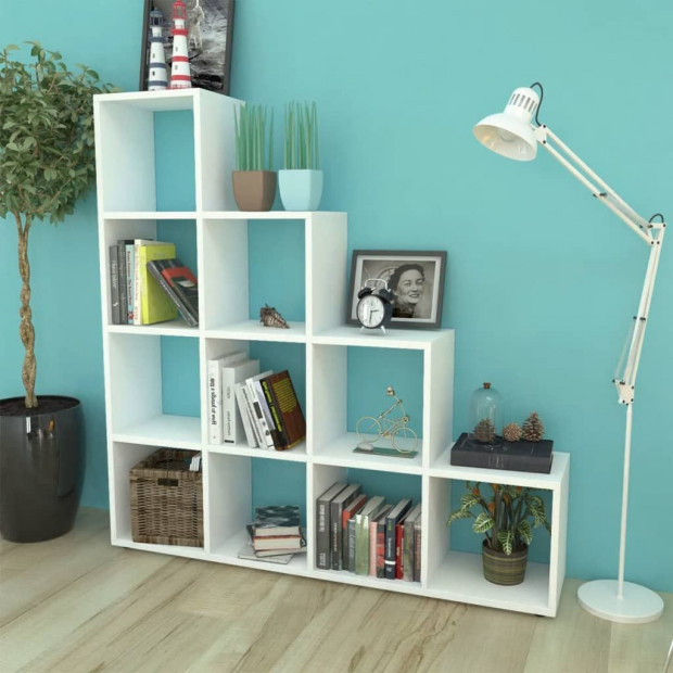 Staircase Bookcase/display Shelf 142 Cm White Image 2