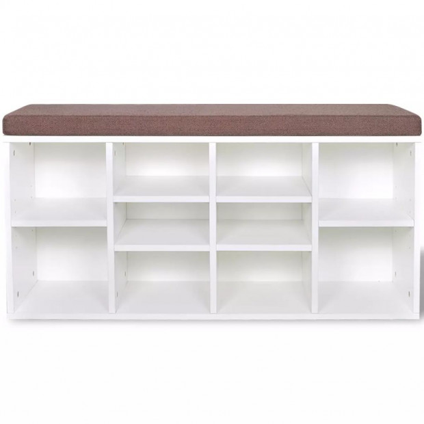 Shoe Storage Bench 10 Compartments White Image 4