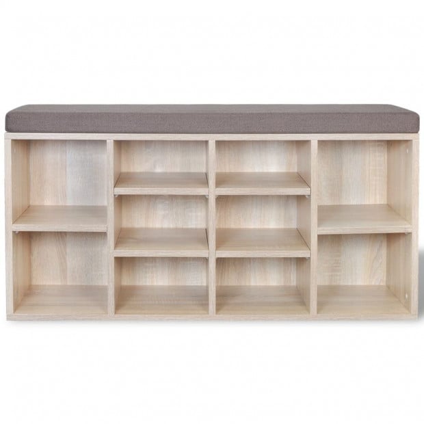 Shoe Storage Bench 10 Compartments Oak Colour Image 4