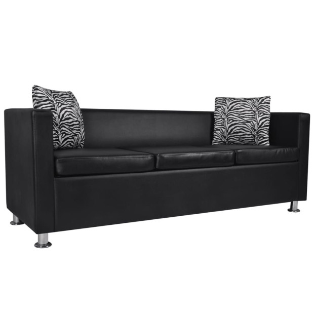 Sofa Set Artificial Leather 3-seater And 2-seater Black Image 2