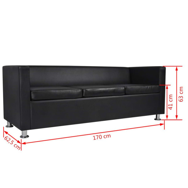 Sofa Set Artificial Leather 3-seater And 2-seater Black Image 11
