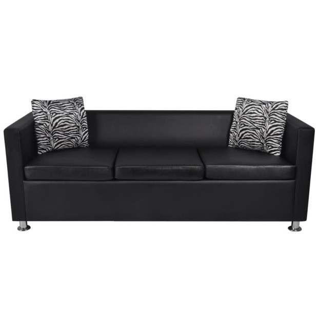 Sofa Set Artificial Leather 3-seater And 2-seater Black Image 3
