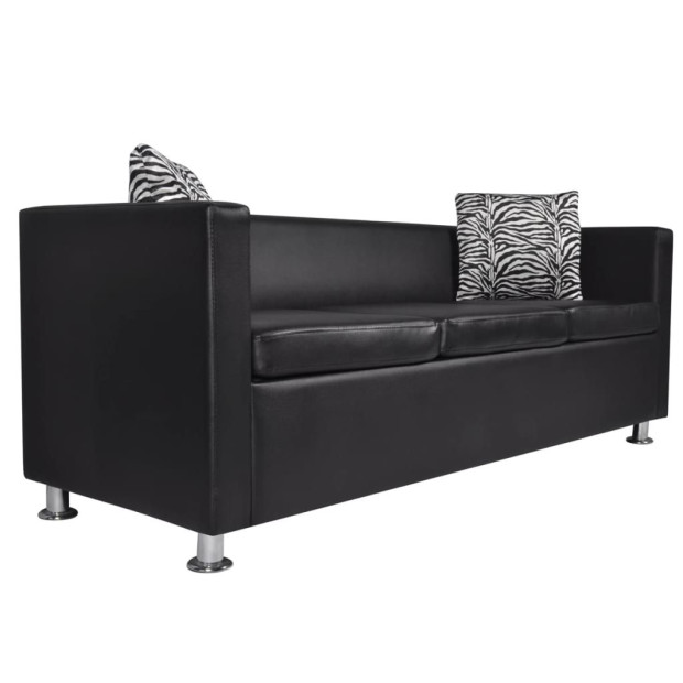 Sofa Set Artificial Leather 3-seater And 2-seater Black Image 4
