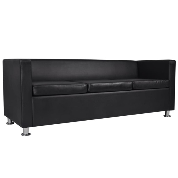 Sofa Set Artificial Leather 3-seater And 2-seater Black Image 5