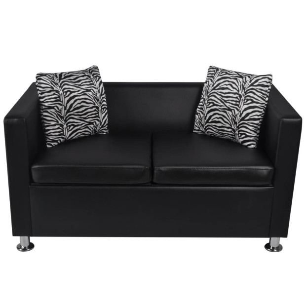Sofa Set Artificial Leather 3-seater And 2-seater Black Image 6
