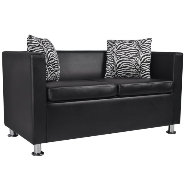 Sofa Set Artificial Leather 3-seater And 2-seater Black Image 7