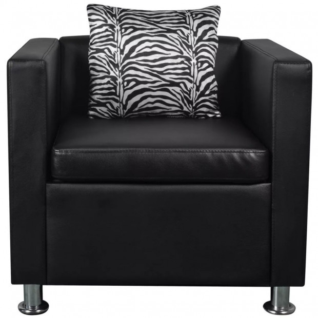 Sofa Set Artificial Leather 3-seater 2-seater Armchair Black Image 11